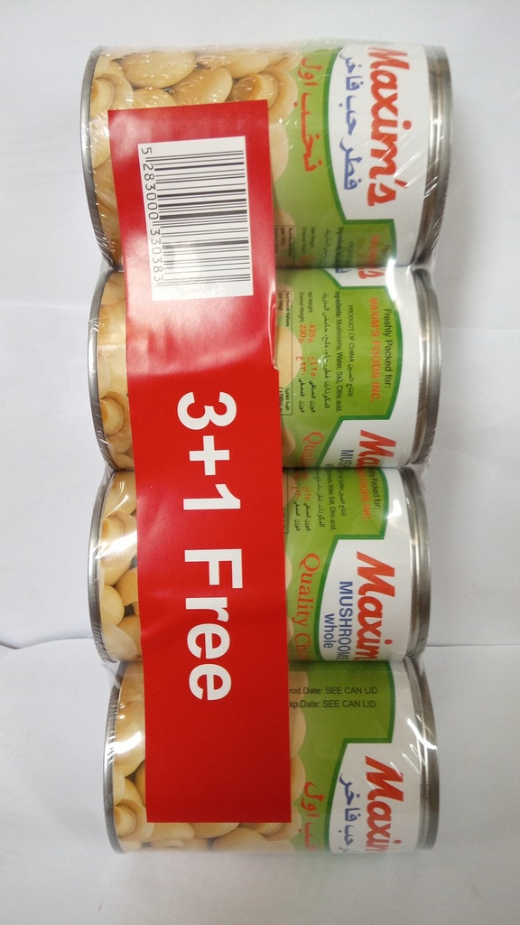 [6121] مكسيم فطر حب قطع كاملة 425غرام 3+1  مجانا